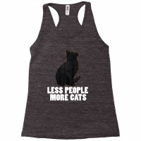 Less People More Black Cat Funny Pet Lover Men Dark Cat Racerback Tank | Artistshot