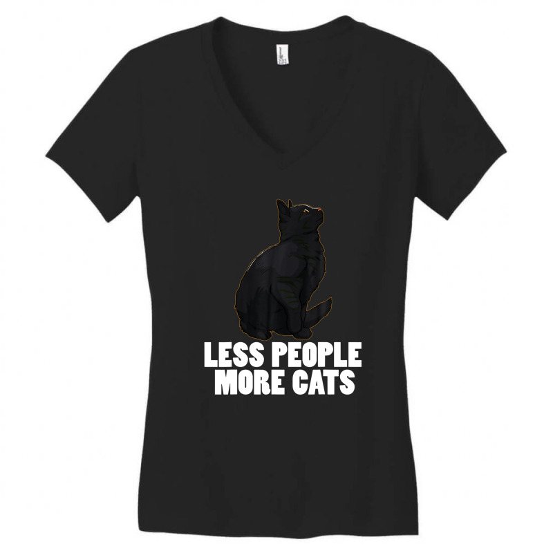 Less People More Black Cat Funny Pet Lover Men Dark Cat Women's V-Neck T-Shirt by arabianartyom | Artistshot