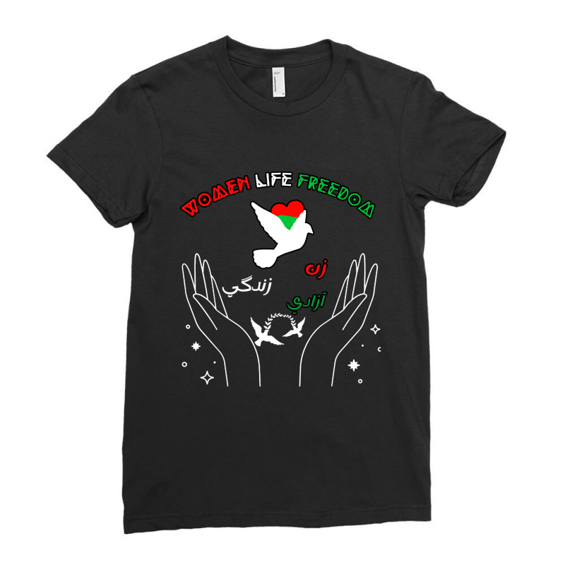 Women Life Freedom Farsi Zan Zendegi Azadi With Female Fist Ladies Fitted T-Shirt by Purplebubbles | Artistshot