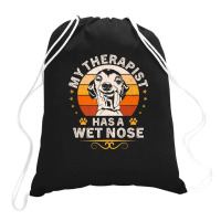 My Therapist Has A Wet Nose Italian Greyhound Dog Vintage Drawstring Bags | Artistshot