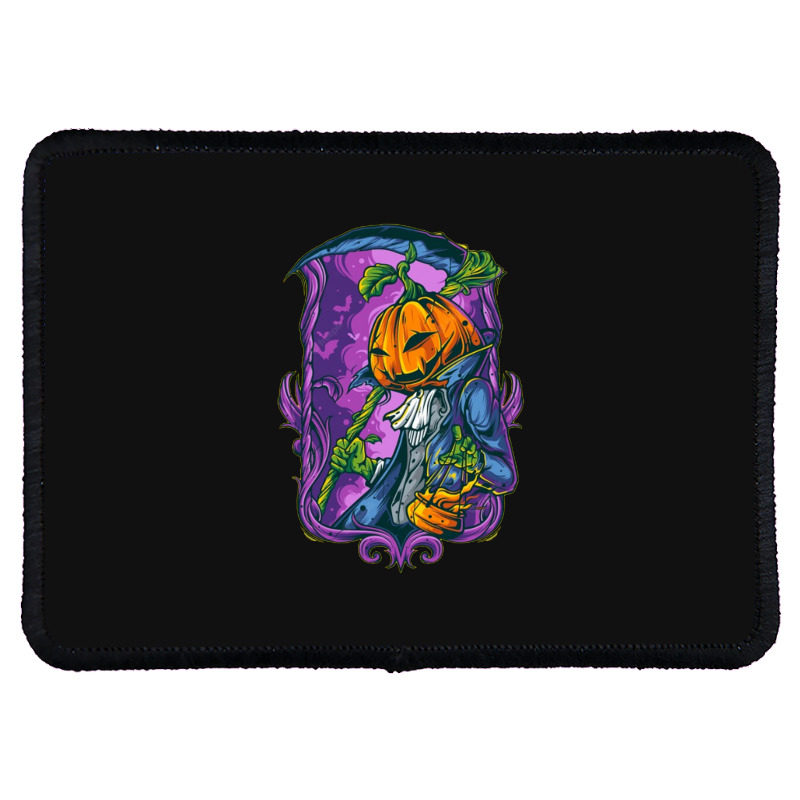 So Awesome Pumpkin Reaper Design Rectangle Patch | Artistshot