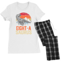 Eight A Saurus Birthday T Rex Dino 8th Kids Boys Dinosaur Women's Pajamas Set | Artistshot