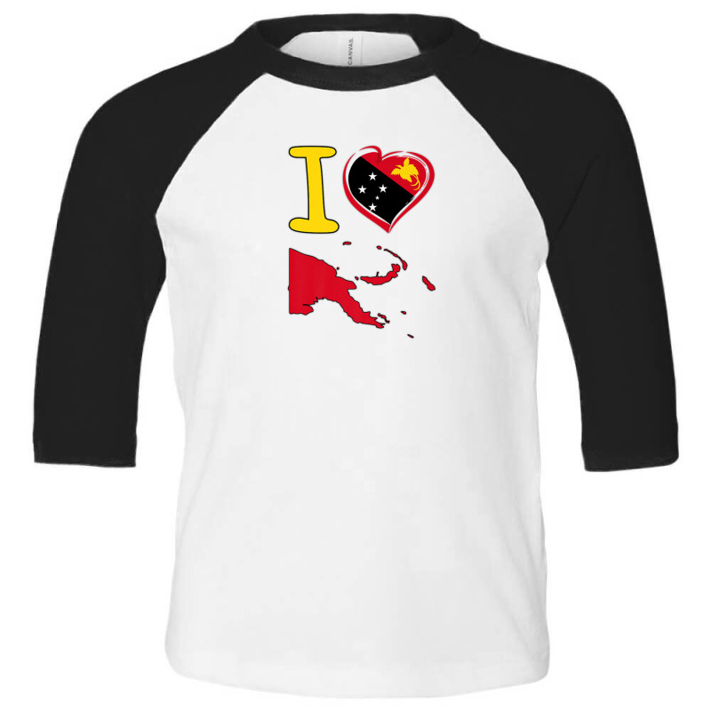 I Love Papua New Guinea. Guinean Flag In Shape Of A Heart Toddler 3/4 Sleeve Tee | Artistshot