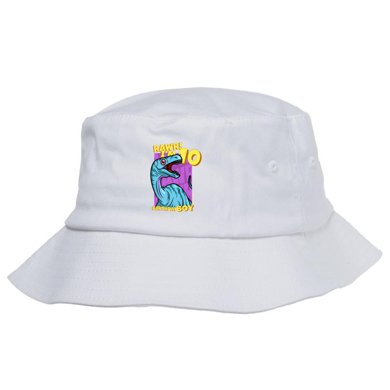 Rawr! I'm 10 Birthday Boys 10th Birthday Dino Noasaurus Bucket Hat | Artistshot