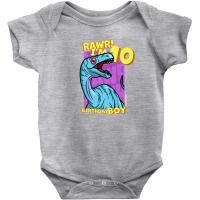 Rawr! I'm 10 Birthday Boys 10th Birthday Dino Noasaurus Baby Bodysuit | Artistshot