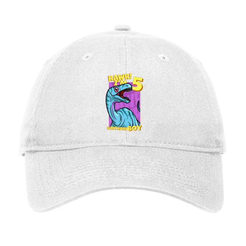 Rawr! I'm 5 Birthday Boys 5th Birthday Dino Noasaurus Adjustable Cap | Artistshot