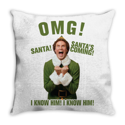 Omg Santa's Coming Elf Throw Pillow Designed By Neset