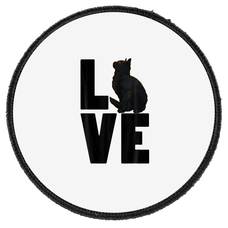 Love Black Cat Funny Pet Lover Men Dark Cat Round Patch | Artistshot