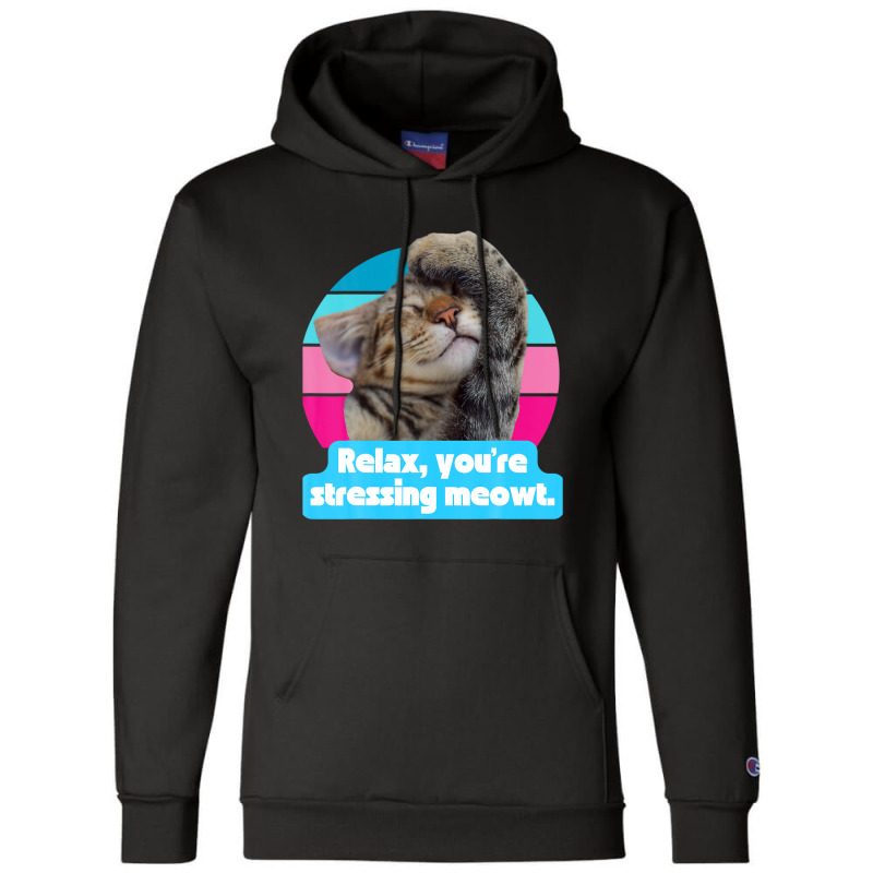 Funny Cat Meme Kitty Feline Lover You're Stressing Meowt Champion Hoodie | Artistshot