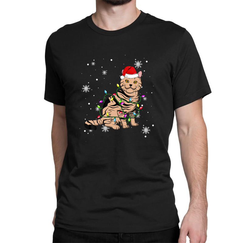 American Shorthair Cat Christmas Lights Christmas Cat Lover Classic T-shirt by arabianartyom | Artistshot