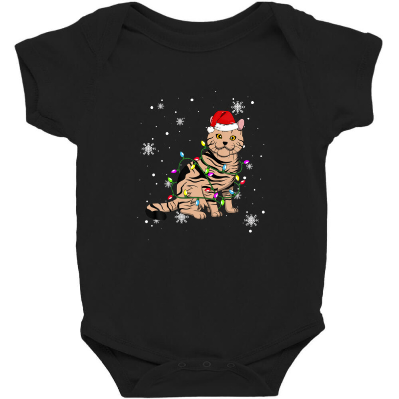 American Shorthair Cat Christmas Lights Christmas Cat Lover Baby Bodysuit by arabianartyom | Artistshot