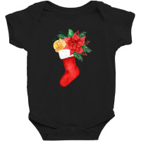 Watercolor Stocking Santa Christmas Tree Lights Xmas Teens Baby Bodysuit | Artistshot