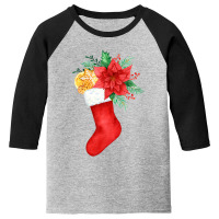 Watercolor Stocking Santa Christmas Tree Lights Xmas Teens Youth 3/4 Sleeve | Artistshot