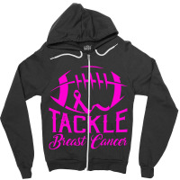 Tackle Awareness American Football Pink Ribbon Zipper Hoodie | Artistshot