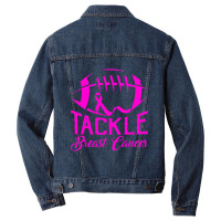 Tackle Awareness American Football Pink Ribbon Men Denim Jacket | Artistshot