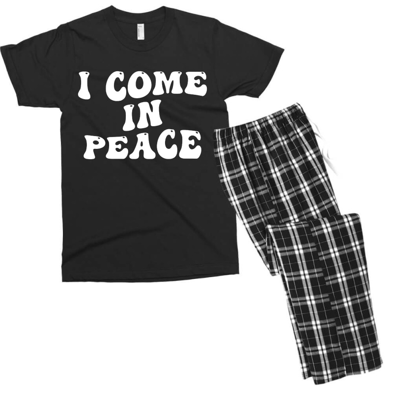 I Come In Peace Im Peace Groovy Retro Men's T-shirt Pajama Set | Artistshot