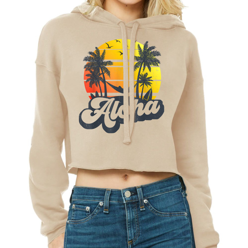 Aloha Hawaii Hawaiian Island Shirt Palm Trees Beach Vacation T Shirt Cropped Hoodie by silviabzp | Artistshot