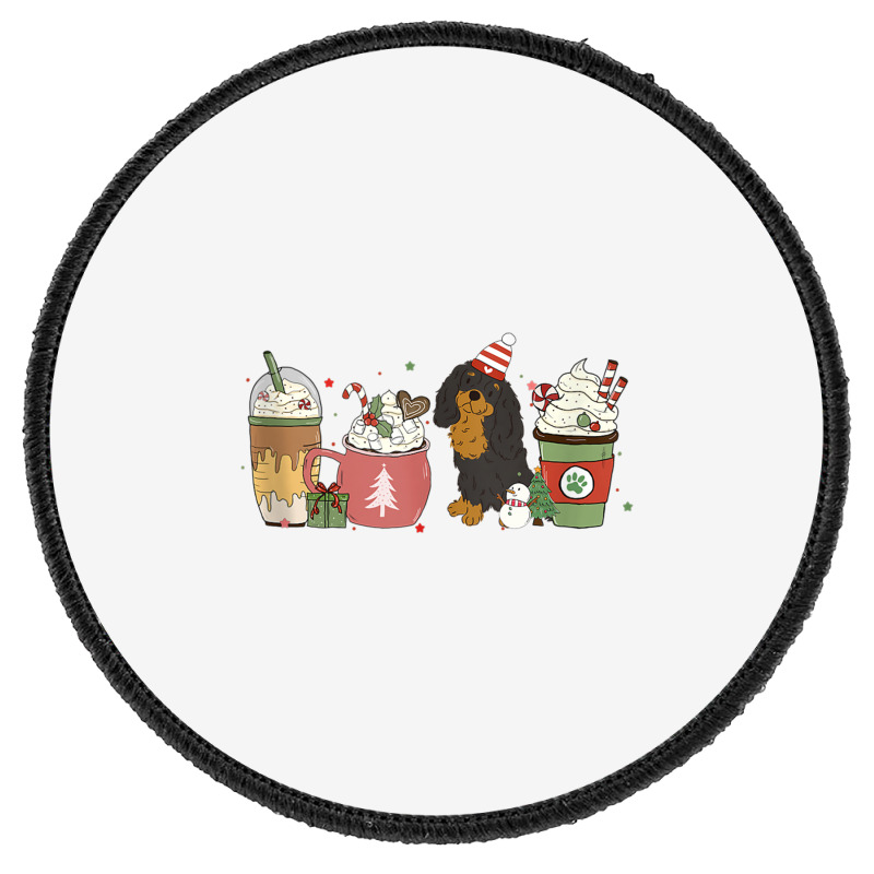 Cavalier Coffee Latte Winter Christmas Cavie Dog Mom Holiday Tank Top Round Patch | Artistshot