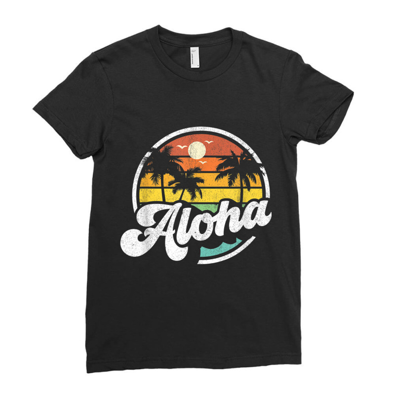 Aloha Hawaii Hawaiian Island Vacation Palm Trees Beach Gift T Shirt Ladies Fitted T-Shirt by cm-arts | Artistshot