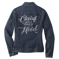 Classy With A Touch Of Hood Rhinestones Design For Girl Tank Top Ladies Denim Jacket | Artistshot