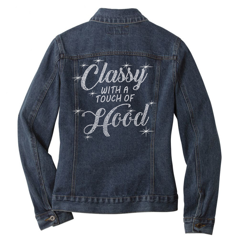 Classy With A Touch Of Hood Rhinestones Design For Girl Tank Top Ladies Denim Jacket by cm-arts | Artistshot