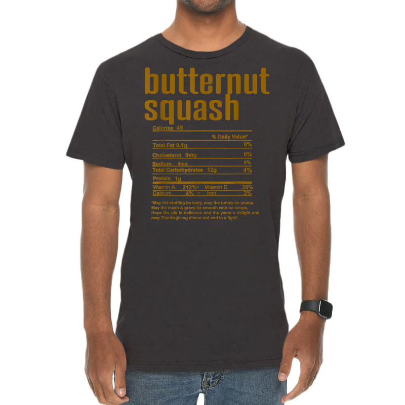 Thanksgiving Christmas Butternut Squash Nutritional Facts T Shirt Vintage T-Shirt by cm-arts | Artistshot