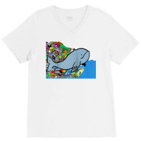 Blue Whale, Marine Sea Animal, Ocean Life, Surf, Art Work Raglan Baseb V-neck Tee | Artistshot