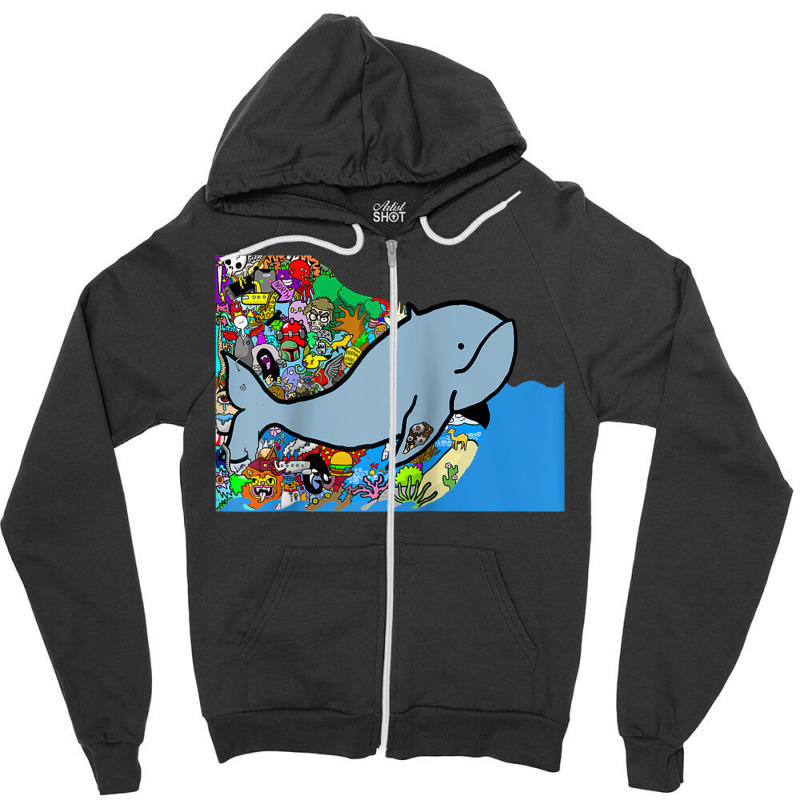 Blue Whale, Marine Sea Animal, Ocean Life, Surf, Art Work Raglan Baseb Zipper Hoodie | Artistshot