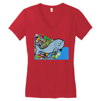 Blue Whale, Marine Sea Animal, Ocean Life, Surf, Art Work Raglan Baseb Women's V-neck T-shirt | Artistshot