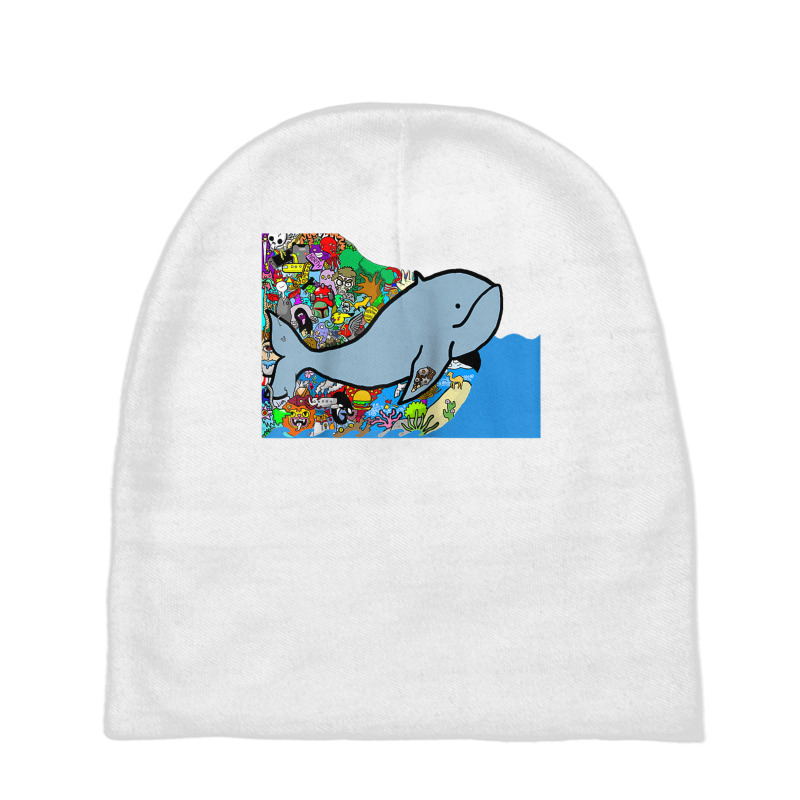 Blue Whale, Marine Sea Animal, Ocean Life, Surf, Art Work Raglan Baseb Baby Beanies | Artistshot