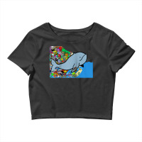 Blue Whale, Marine Sea Animal, Ocean Life, Surf, Art Work Raglan Baseb Crop Top | Artistshot