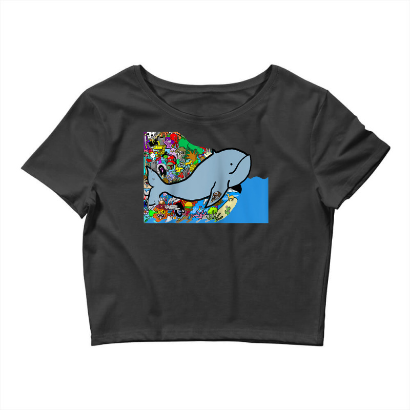 Blue Whale, Marine Sea Animal, Ocean Life, Surf, Art Work Raglan Baseb Crop Top by cm-arts | Artistshot