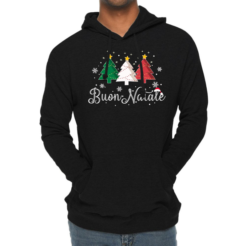 Buon Natale Italian Christmas Tree   Xmas Pullover Hoodie Lightweight Hoodie by cm-arts | Artistshot