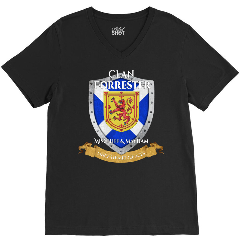 Forrester Scottish Family Clan Scotland Shield Long Sleeve T Shirt V-Neck Tee by klaasmis | Artistshot