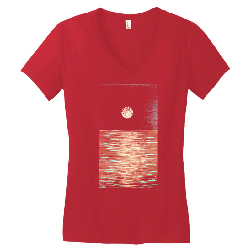 Ocean T  Shirt Moonlit Sea T  Shirt Women's V-Neck T-Shirt by gstamm | Artistshot