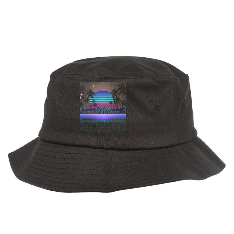 Synthwave T  Shirt Fascinating Dusk Retrowave T  Shirt Bucket Hat by beahangudrun | Artistshot