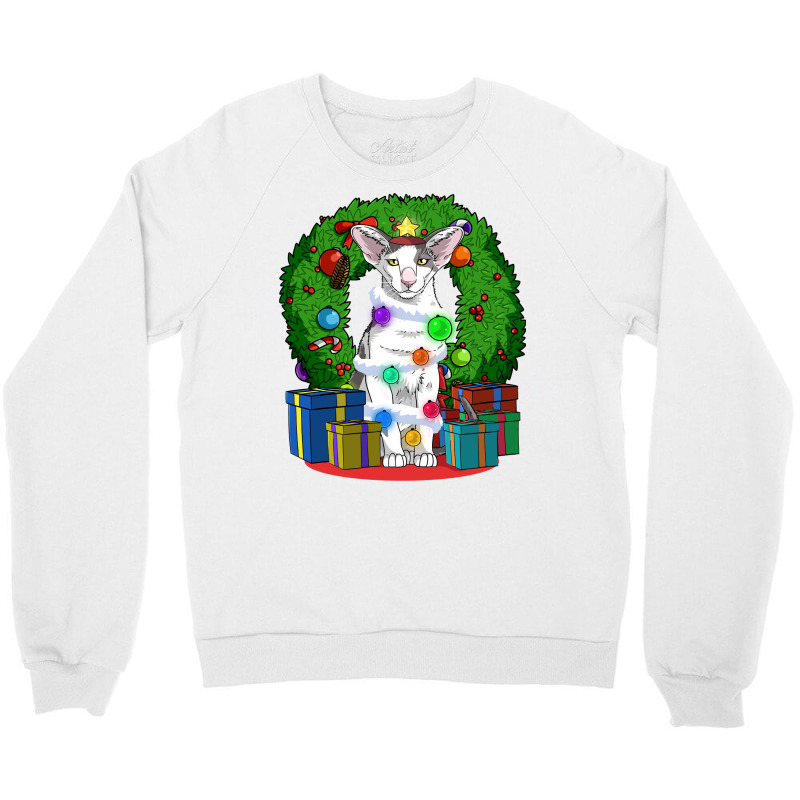 Oriental Shorthair Cat Christmas Tree X Mas Santa Long Sleeve T Shirt Crewneck Sweatshirt | Artistshot