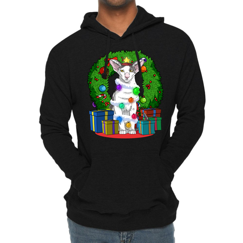 Oriental Shorthair Cat Christmas Tree X Mas Santa Long Sleeve T Shirt Lightweight Hoodie | Artistshot