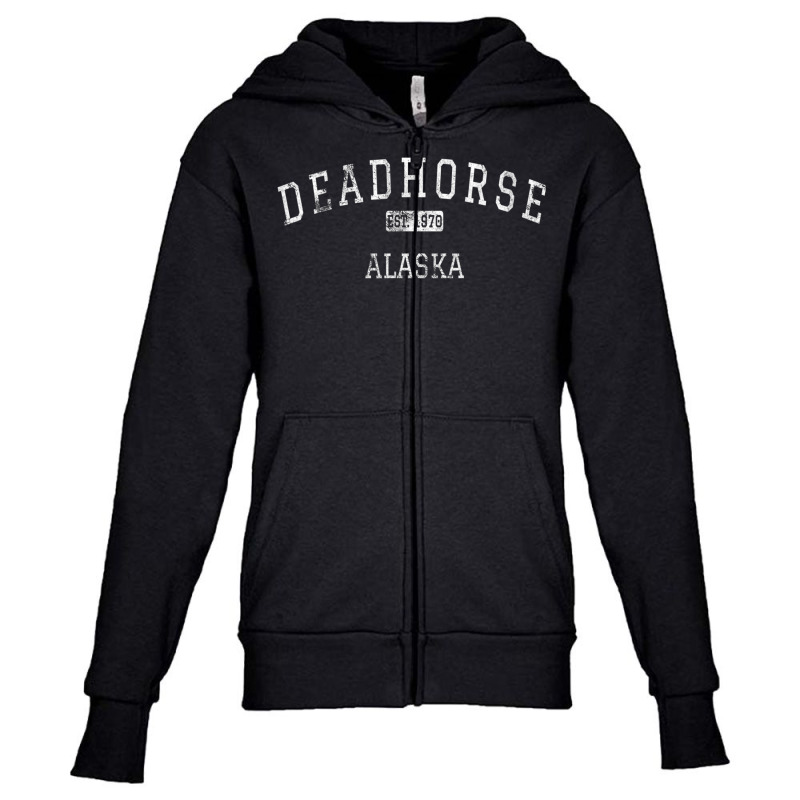 Deadhorse Alaska Ak Vintage T Shirt Youth Zipper Hoodie by cm-arts | Artistshot