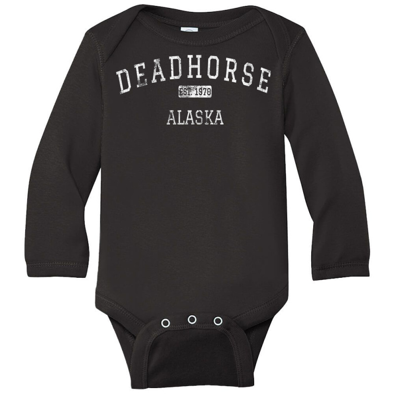 Deadhorse Alaska Ak Vintage T Shirt Long Sleeve Baby Bodysuit by cm-arts | Artistshot