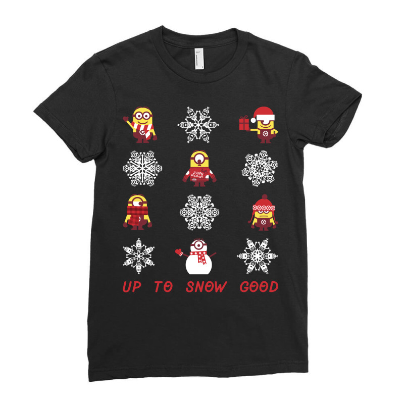 Despicable Me Minions Snowflake Christmas Long Sleeve Tee Ladies Fitted T-Shirt by cm-arts | Artistshot