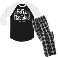 Vintage Feliz Navidad Retro Mexican Christmas Spanish Xmas T Shirt Men's 3/4 Sleeve Pajama Set | Artistshot