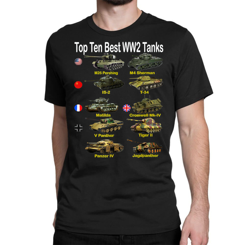 Top Ten Best Ww2 Tanks M4 Sherman Panzer Iv Tiger Ii T 34 T Shirt Classic T-shirt by cm-arts | Artistshot