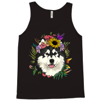 Floral Alaskan Malamute Dog Botanical Plant Flower Dog Lover T Shirt Tank Top | Artistshot