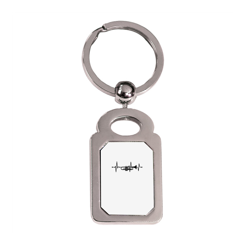 Trumpet Heartbeat Orchestra Musician Trumpeter T Shirt Silver Rectangle Keychain | Artistshot