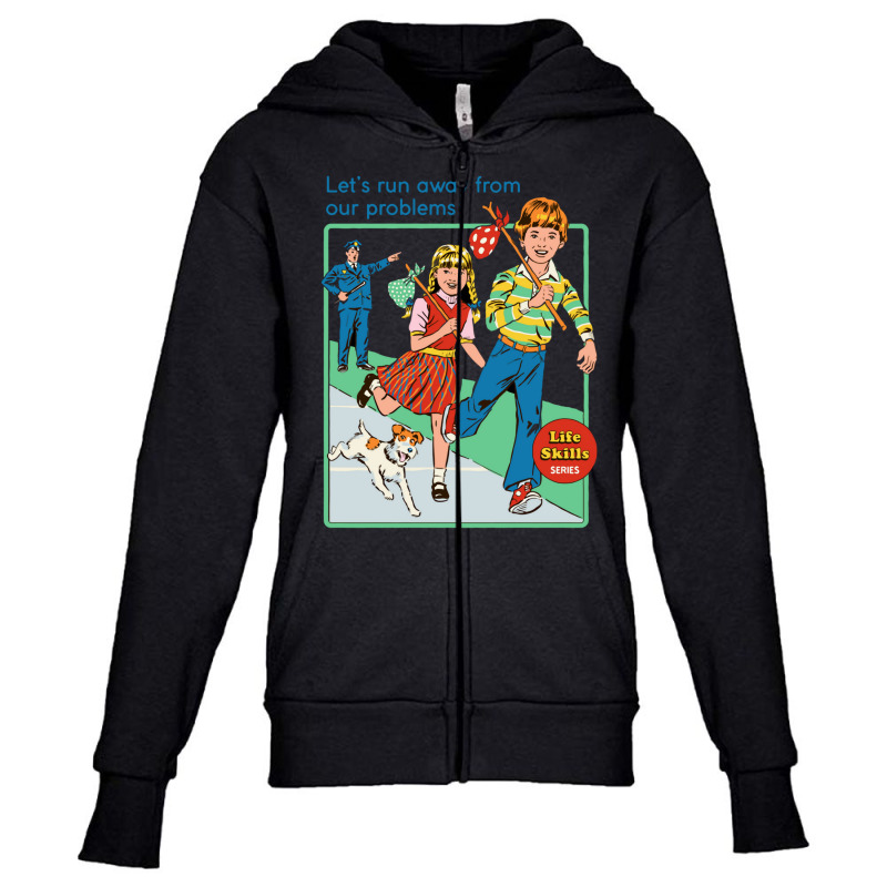 Let's Run Away From Our Problem Youth Zipper Hoodie by cm-arts | Artistshot