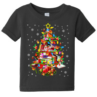 Xmas Tree Library Xmas Lights Tree Book Lover Librarian T Shirt Baby Tee | Artistshot