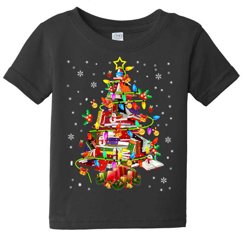 Xmas Tree Library Xmas Lights Tree Book Lover Librarian T Shirt Baby Tee by cm-arts | Artistshot