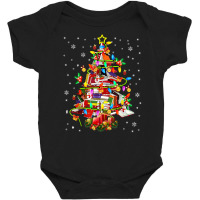 Xmas Tree Library Xmas Lights Tree Book Lover Librarian T Shirt Baby Bodysuit | Artistshot