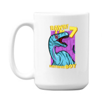 Rawr! I'm 7 Birthday Boys 7th Birthday Dino Noasaurus 15 Oz Coffee Mug | Artistshot